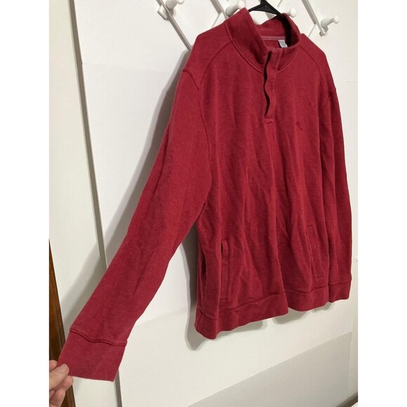 Tommy Bahama Sweater Men's XXL/TTG Long Sleeve 1/4 Zip Warm Pullover Dark Red - Picture 3 of 11